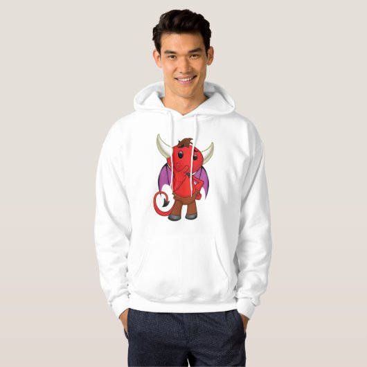 Cute Red Devil Character Thinking Mischievous Hoodie (Voorkant volledig)