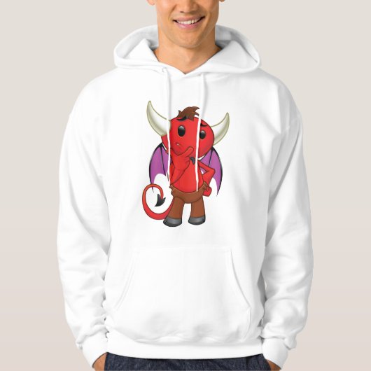 Cute Red Devil Character Thinking Mischievous Hoodie (Voorkant)