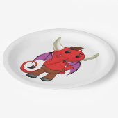 Cute Red Devil Character Thinking Mischievous Papieren Bordje (Gekanteld)