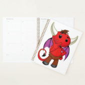 Cute Red Devil Character Thinking Mischievous Planner (Display)