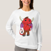 Cute Red Devil Character Thinking Mischievous T-shirt (Voorkant)
