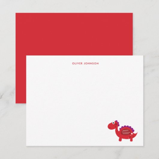 Cute Red Dinosaur Enfants merci (Devant / Derrière)
