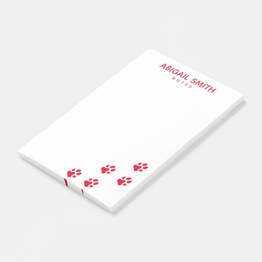 Cute Red Dog Paw Prints - Persoonlijk Post-it® Notes (Schuin)