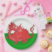 Cute Red Dragon over het Bord van groenboek en wit (Feest)