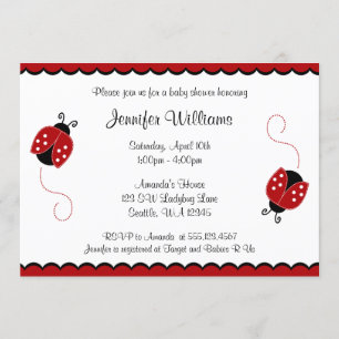 Cute Red en Black Ladybugs-Baby shower Kaart