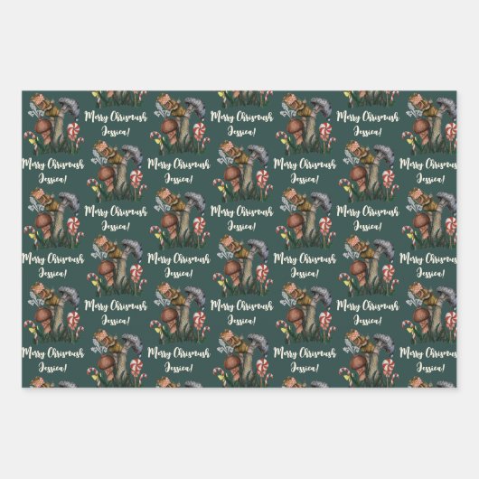 Cute Red en Green Mushroom met kerstmis - Aangepas Inpakpapier Vel (Voorkant 3)