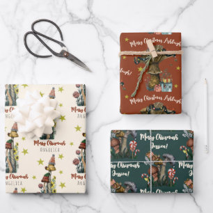 Cute Red en Green Mushroom met kerstmis - Aangepas Inpakpapier Vel