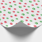 Cute Red en Green Paw Prints Pattern Cadeaupapier (Hoek)