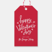 Cute Red en Roze hart Happy Valentijnsdag Cadeaulabel (Voorkant)