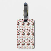 Cute Red en Roze Socket Monkeys Collage Pattern Bagagelabel (Achterkant verticaal)