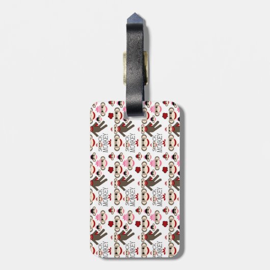 Cute Red en Roze Socket Monkeys Collage Pattern Bagagelabel (Achterkant verticaal)
