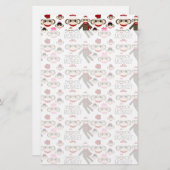Cute Red en Roze Socket Monkeys Collage Pattern Briefpapier (Voorkant / Achterkant)
