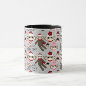Cute Red en Roze Socket Monkeys Collage Pattern Mok (Midden)