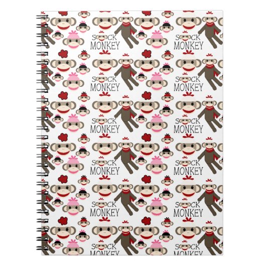 Cute Red en Roze Socket Monkeys Collage Pattern Notitieboek (Voorkant)