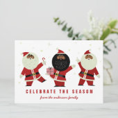 Cute Red en White Dancing Black Santas (Staand voorkant)