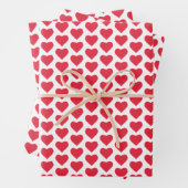 Cute Red en White Hearts Inpakpapier Vel (In situ)