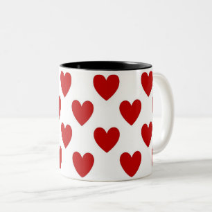 Cute Red en White Hearts Pattern Tweekleurige Koffiemok