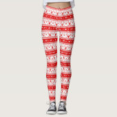 Cute Red- en White-kerstLeggings Leggings (Voorkant)