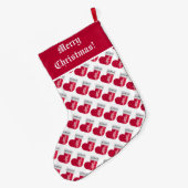 Cute Red en White KerstSock Pattern Grote Kerstsok (Achterkant (Hangend))