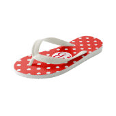 Cute Red en White Polka Dots Monogram Kinder Teenslippers (Schuin)