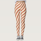Cute Red en White Striped Pattern Leggings (Voorkant)