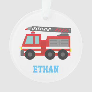 Cute Red Fire Truck voor jongens, naam Ornament