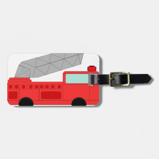 Cute Red Firetruck Bagagelabel