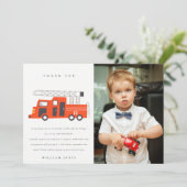 Cute Red Firetruck Engine Kinder elke zondag Bedankkaart (Staand voorkant)