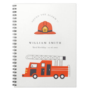Cute Red Firetruck Kinderen Elke leeftijd Birthday Notitieboek