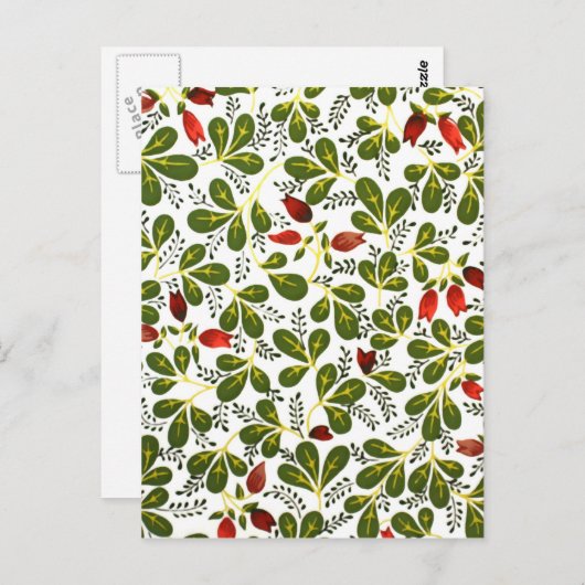 Cute Red  Floral Pattern Briefkaart (Voorkant / Achterkant)