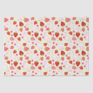 Cute Red Floral Strawberry Pattern Tissuepapier