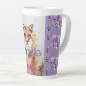 Cute Red Fox animal mauve pansière latte Mug (Angle droit)