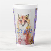 Cute Red Fox animal mauve pansière latte Mug (Devant)