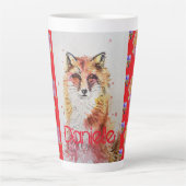 Cute Red Fox Animal Rozen Waterverf Latte Mok (Voorkant)