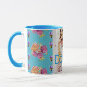 Cute Red Fox Animal Turquoise Rose Roses Mug (Gauche)