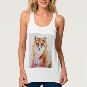 Cute Red Fox Animal Waterverf art Woodland Tanktop
