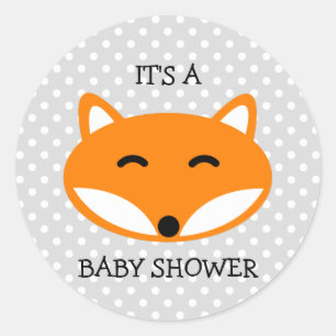 Cute red fox baby shower stickers met poolpunten