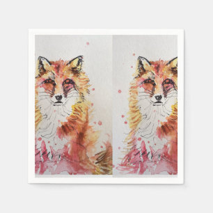 Cute Red Fox Birthday Girl Decor Serviette Napkins Servet