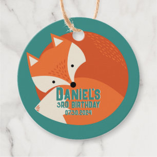 Cute Red Fox Cartoon Animals Kind Bedankjes Labels
