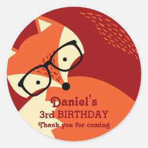 Cute Red Fox Cartoon Animals Ronde Sticker