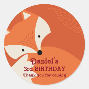 Cute Red Fox Cartoons Birthday Stickers