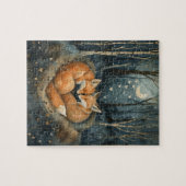 Cute Red Fox Couple Love Jigsaw Puzzle (Horizontal)