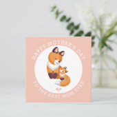 Cute red fox en baby roze perziken Moederdag Feestdagenkaart (Staand voorkant)