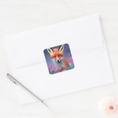 Cute Red Fox Floral Fantasy Art Vierkante Sticker (Envelop)