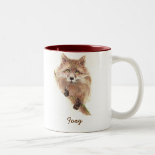 Cute Red Fox, Foxy Wildlife, Animal, Natuur Tweekleurige Koffiemok