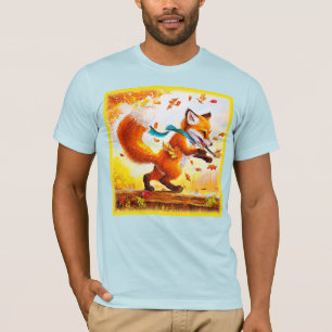 Cute Red Fox in Herfst Season Painting. Bestel nu T-shirt