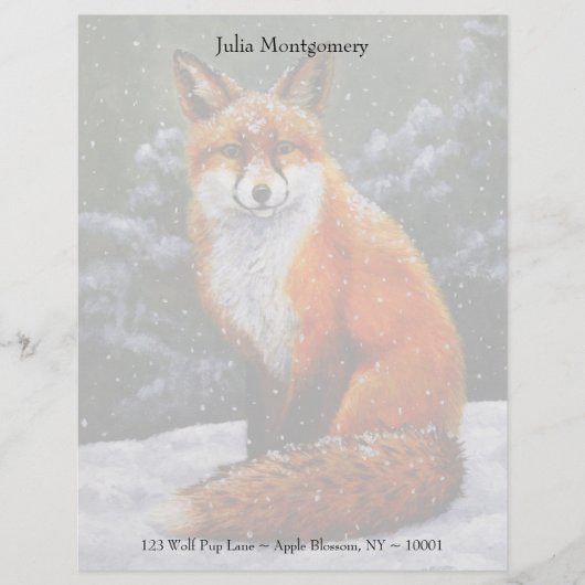 Cute Red Fox in Winter Snow Gepersonaliseerd Briefhoofd (Voorkant)