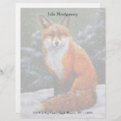 Cute Red Fox in Winter Snow Gepersonaliseerd Briefhoofd (Voorkant / Achterkant)