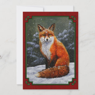 Cute Red Fox in Winter Snow Kaart