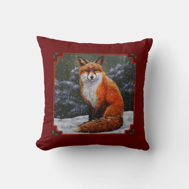 Cute Red Fox in Winter Snow Kussen (Voorkant)